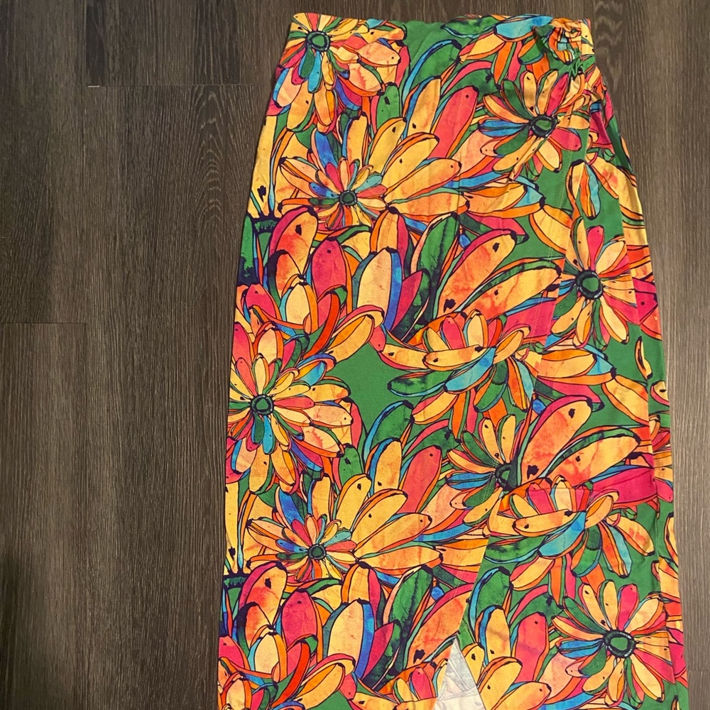 Anthropologie Colorful Floral Midi Skirt